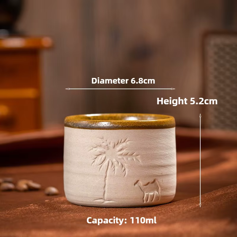 Tasse à expresso en grès du Moyen-Orient - Tasse en céramique de chameau peinte à la main, coffret c