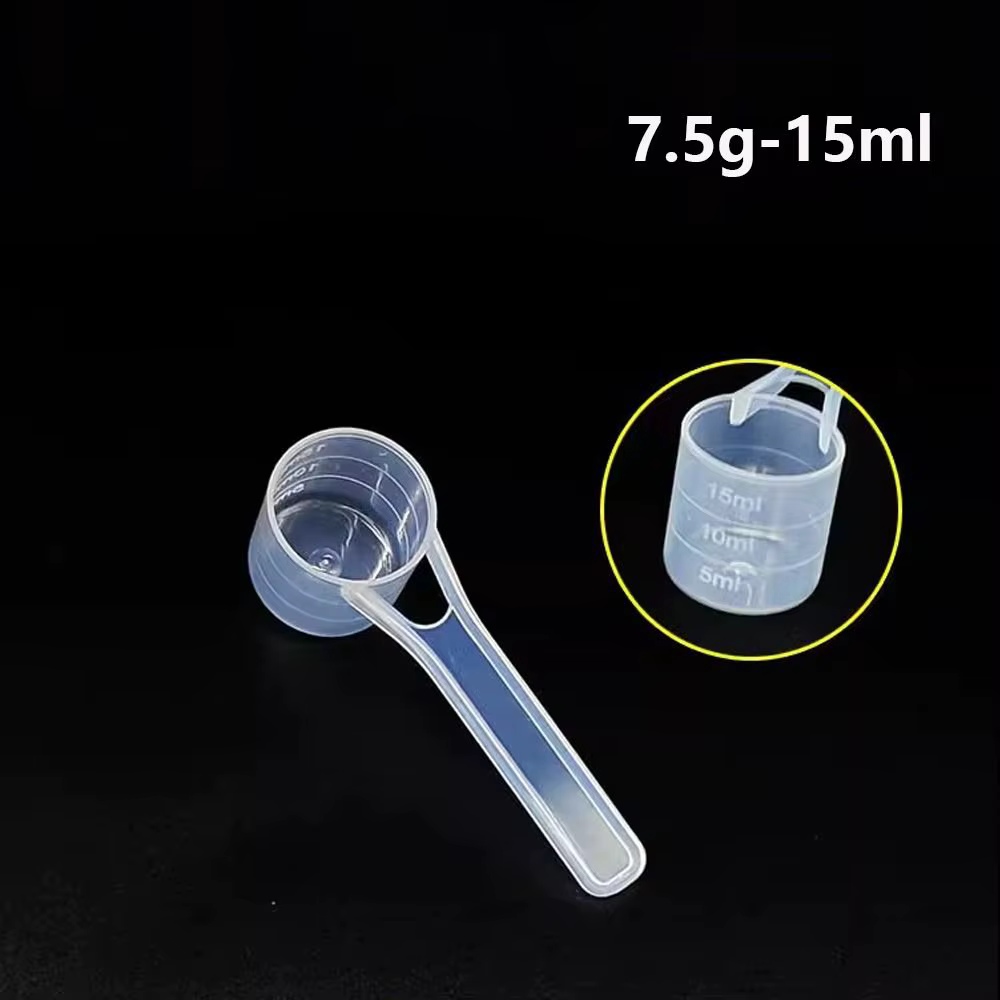 Cuillère à café en plastique transparente, cuillère à fond plat polyvalente avec cuillère à mesurer 