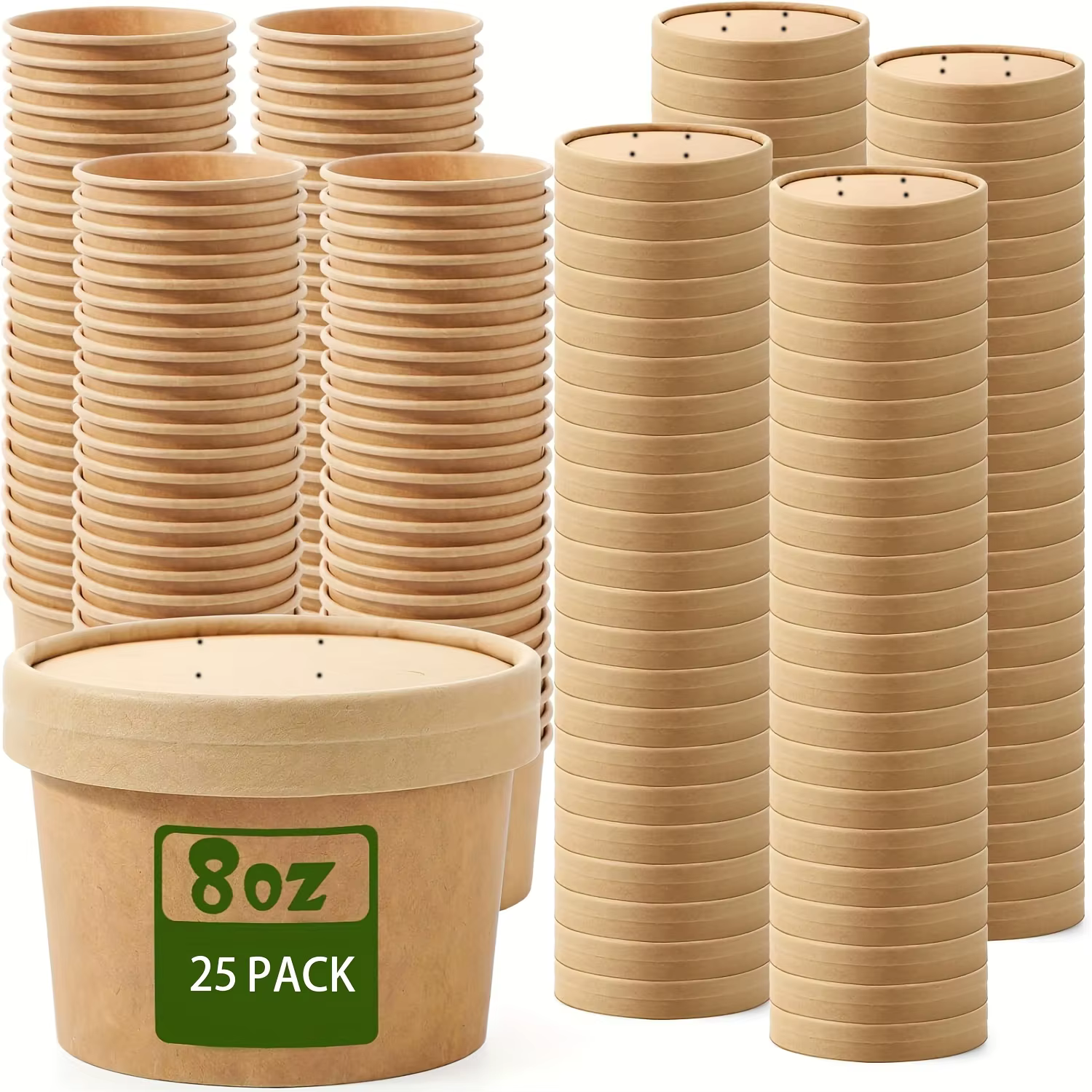 Conteneurs à soupe en papier avec couvercles, 25/50 paquets de 235ml/8oz, récipients alimentaires je