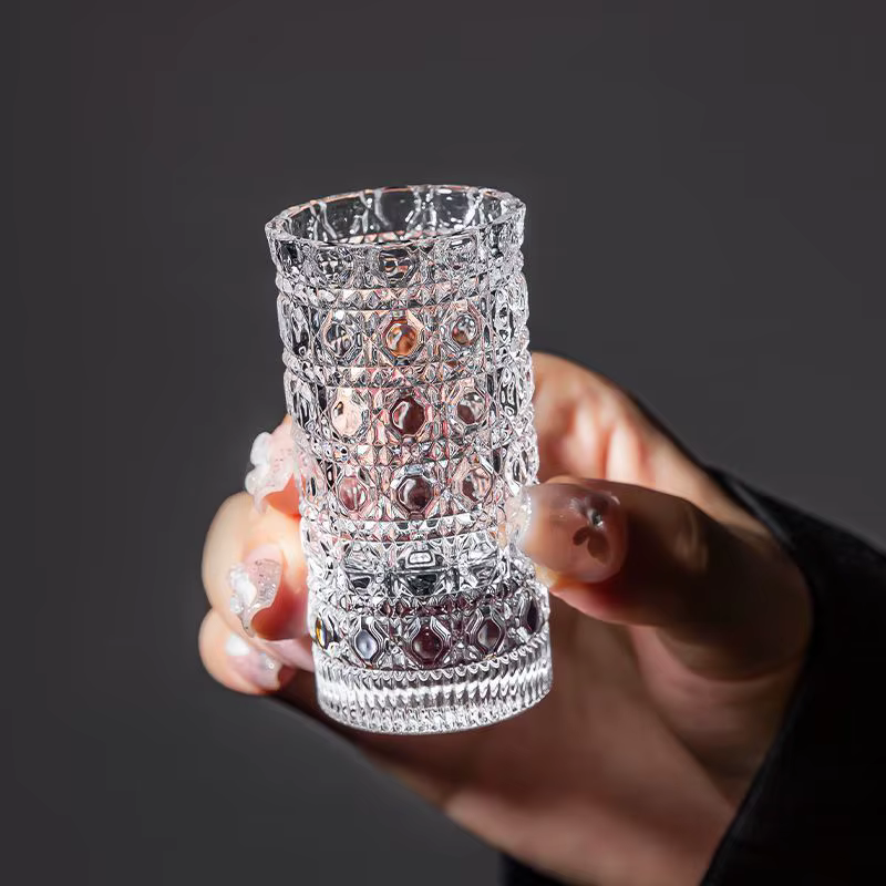Mini verre à vin de petite taille, tasse en verre en Relief Vintage, un verre de vin, numéro de haut