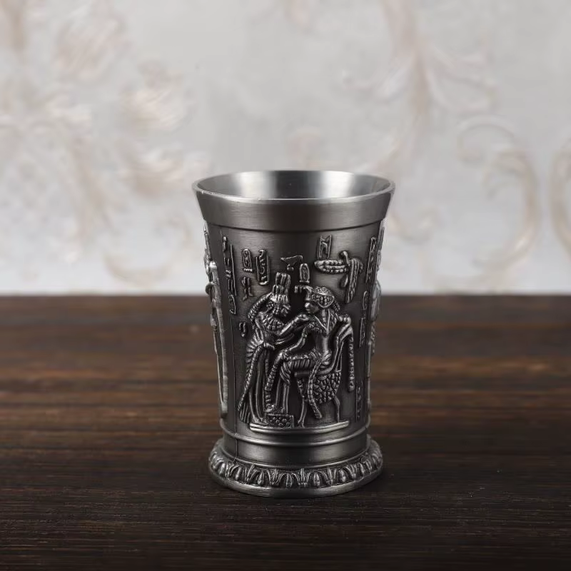 Verre à Shot 1oz métal Vintage calice égyptien verres à Shot à vin créatifs verre à Sip personnalisé