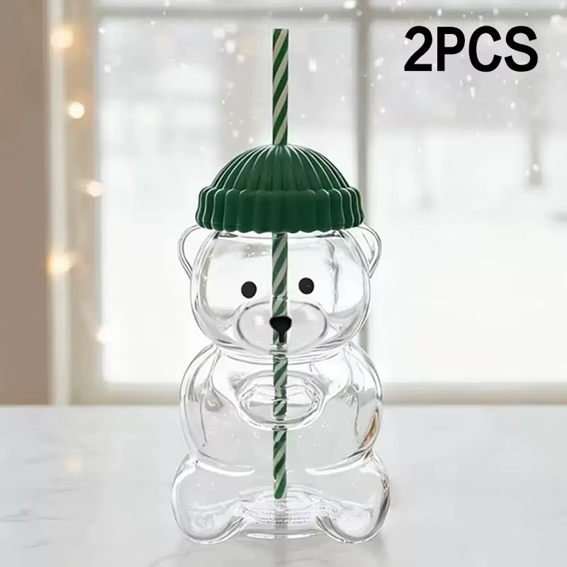 Adorable tasse à café transparente 2025 avec motif d'ours de dessin animé