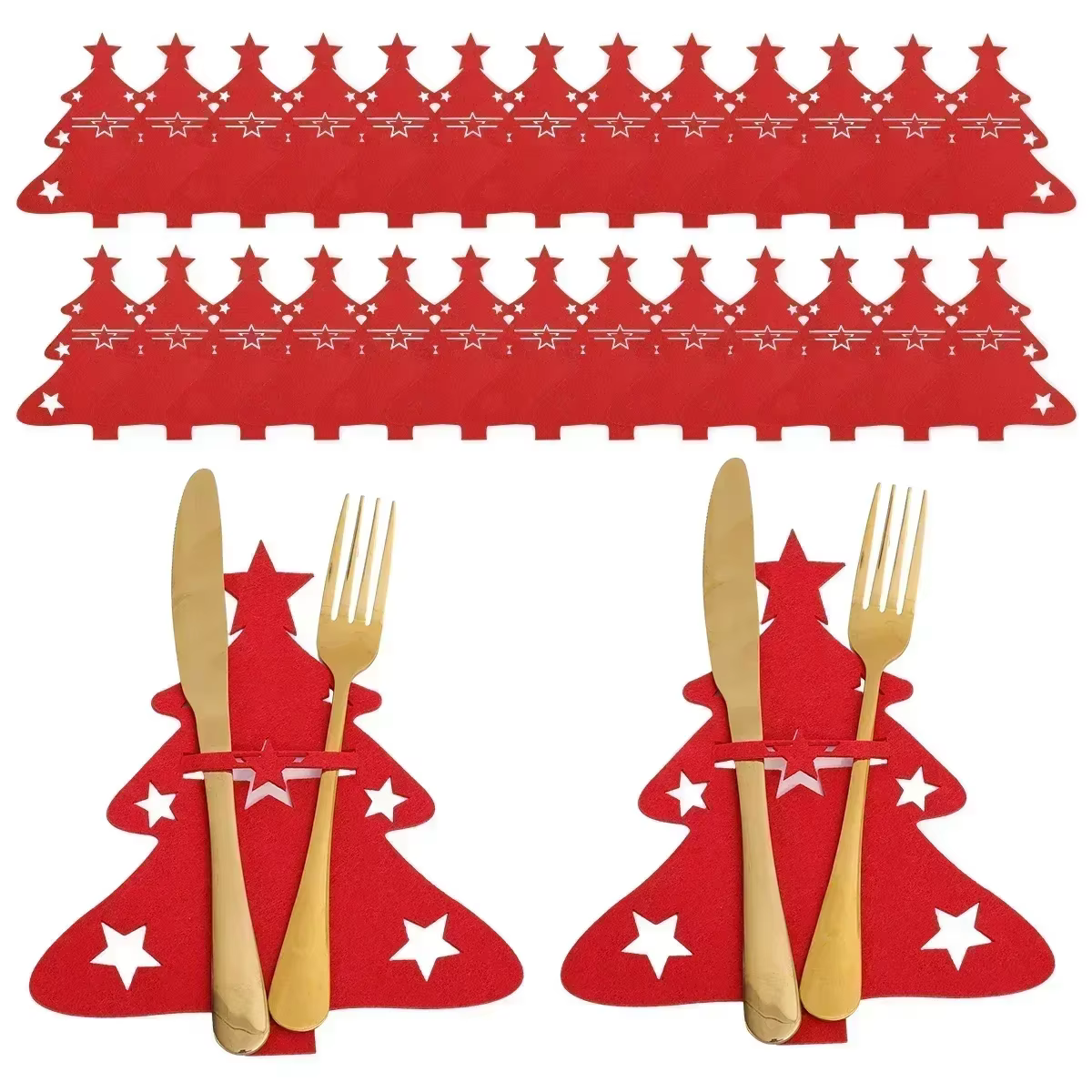 Porte-couverts de noël, 60/2 pièces, porte-vaisselle pour arbre de noël, sacs couteaux, fourchettes,