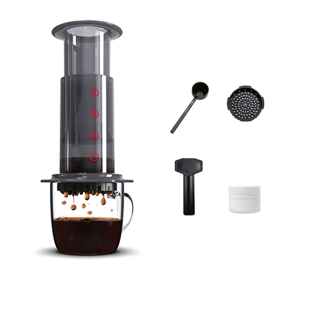 Partager Pot Portable bouilloire à café Transparent Style français presse cafetière anti-dérapant lé