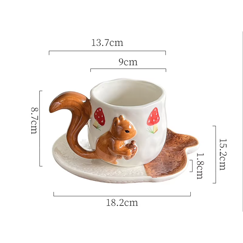 Tasse et soucoupe en porcelaine en Relief de feuille d'érable d'écureuil, tasse à café, Table à mang