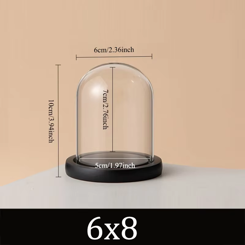 Boîte de rangement en verre Transparent, Cloche en forme de dôme, comptoir en verre avec Base noire,