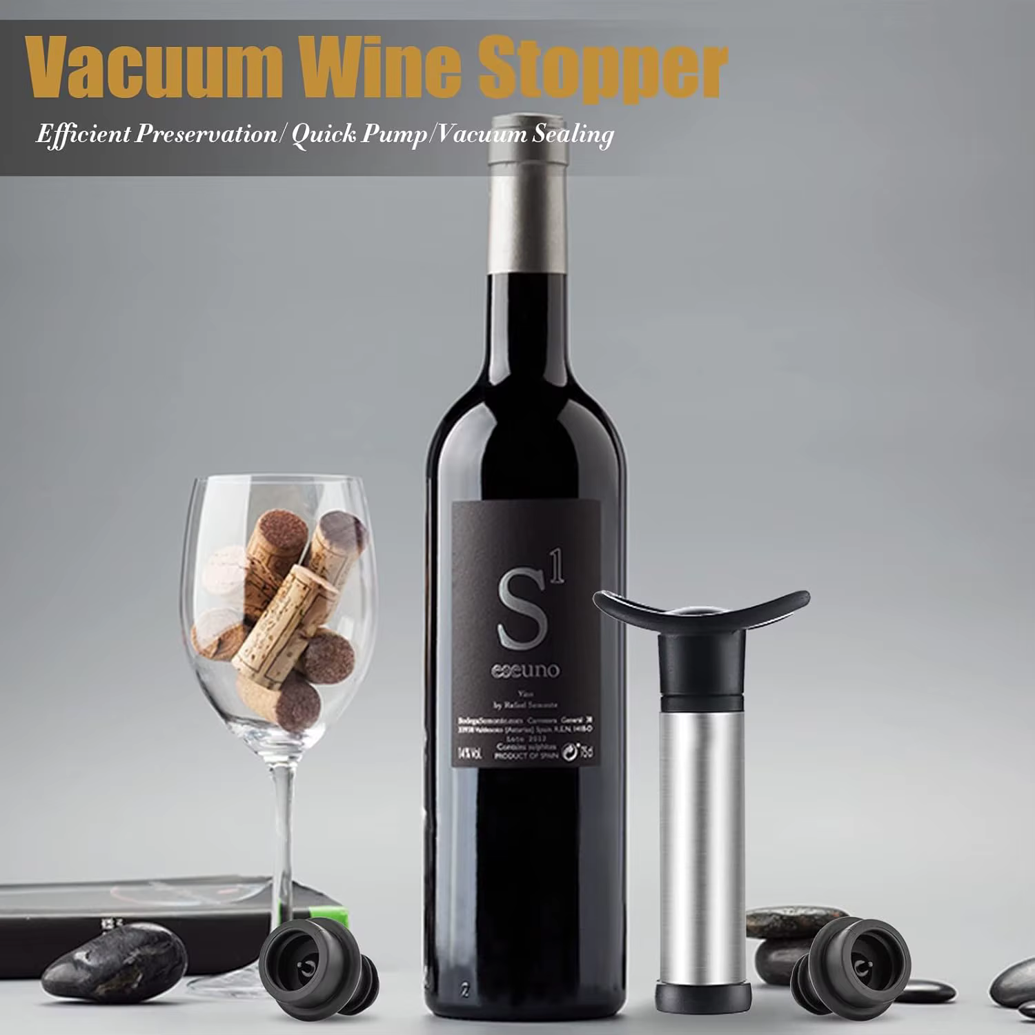 Bouchon de vin avec pompe à vide, ustensiles de bar pour la maison, économiseur d'étanchéité, aérate