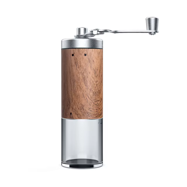 1 pièce Moulin à café manuel portable en acier inoxydable avec manivelle, finition grain de bois, ou