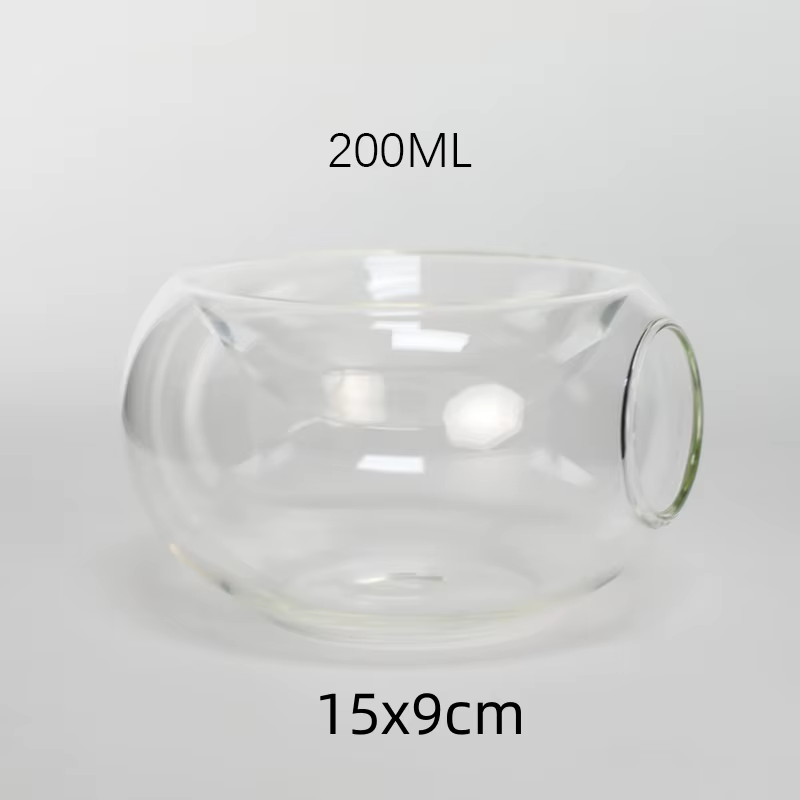 Filles en verre transparent avec ouverture latérale, bol à glace sèche, cuisine créative, ustensiles
