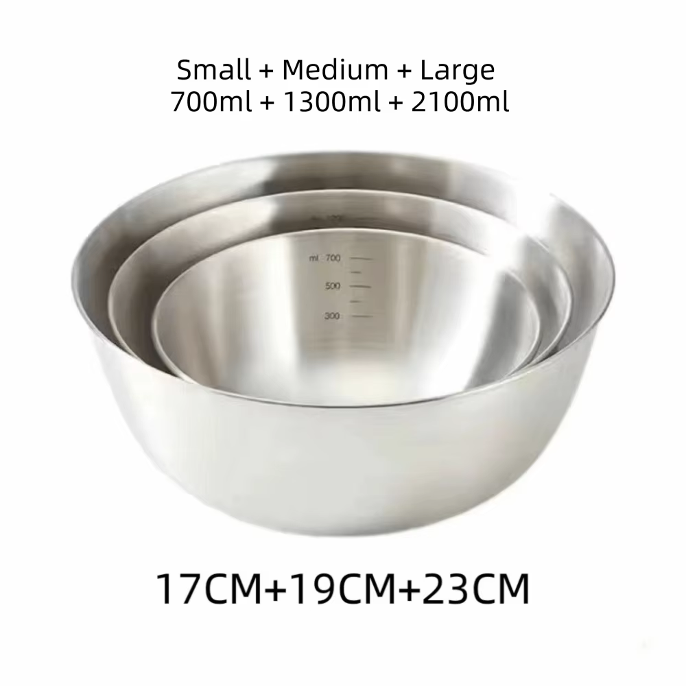 Ensemble de 3 bols empilables en acier inoxydable, grande capacité, bols à salade en acier épaissi a