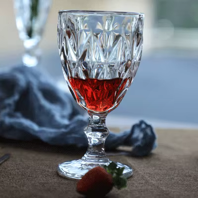 1 pièce 240ml 8oz Vintage en relief couleur unie gobelet ambre vert bleu violet verres à vin gobelet