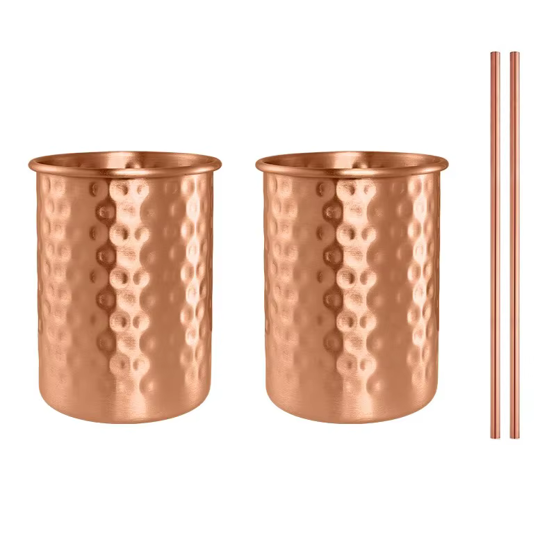 Tasses à Moscow Mule en cuivre 100% pur de 400 ml avec paille, lot de 2/4 pièces, mugs à bière durab