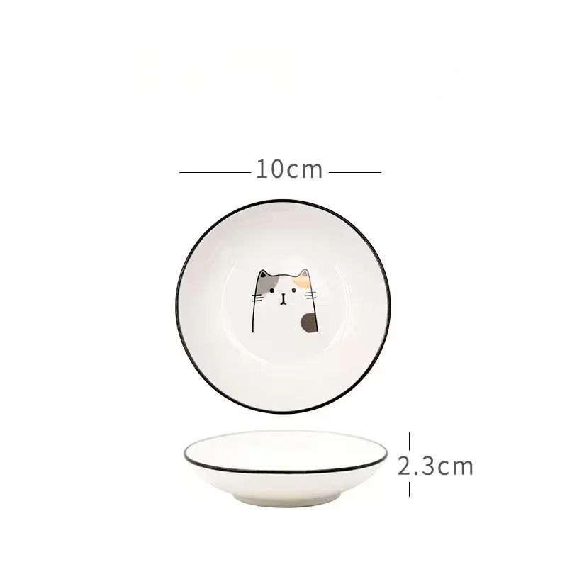 Pio d'assaisonnement en céramique chat mignon, cuisine créative, petit bol aissce, assiette à trempe