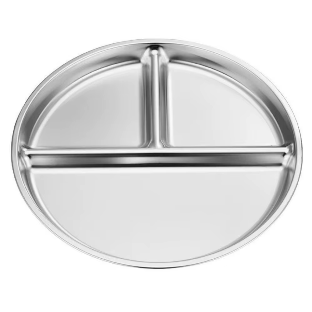 Plaques de contrôle de portions en acier inoxydable 304, assiettes rondes divisées de 9 pouces pour 