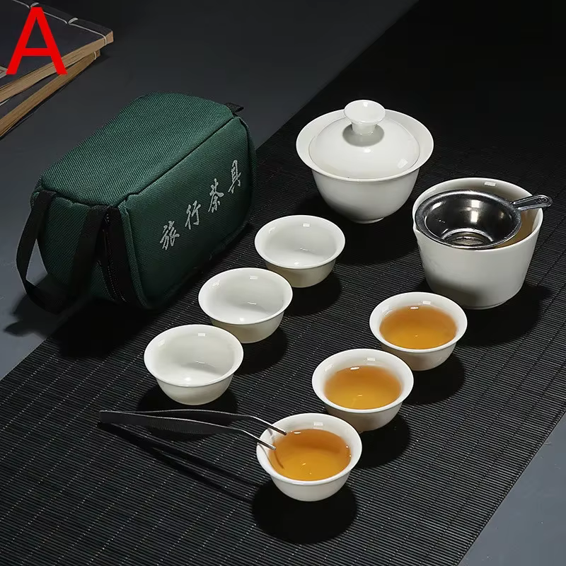 Service à thé Kung Fu de voyage chinois, Service à thé Portable en céramique, Service en porcelaine 