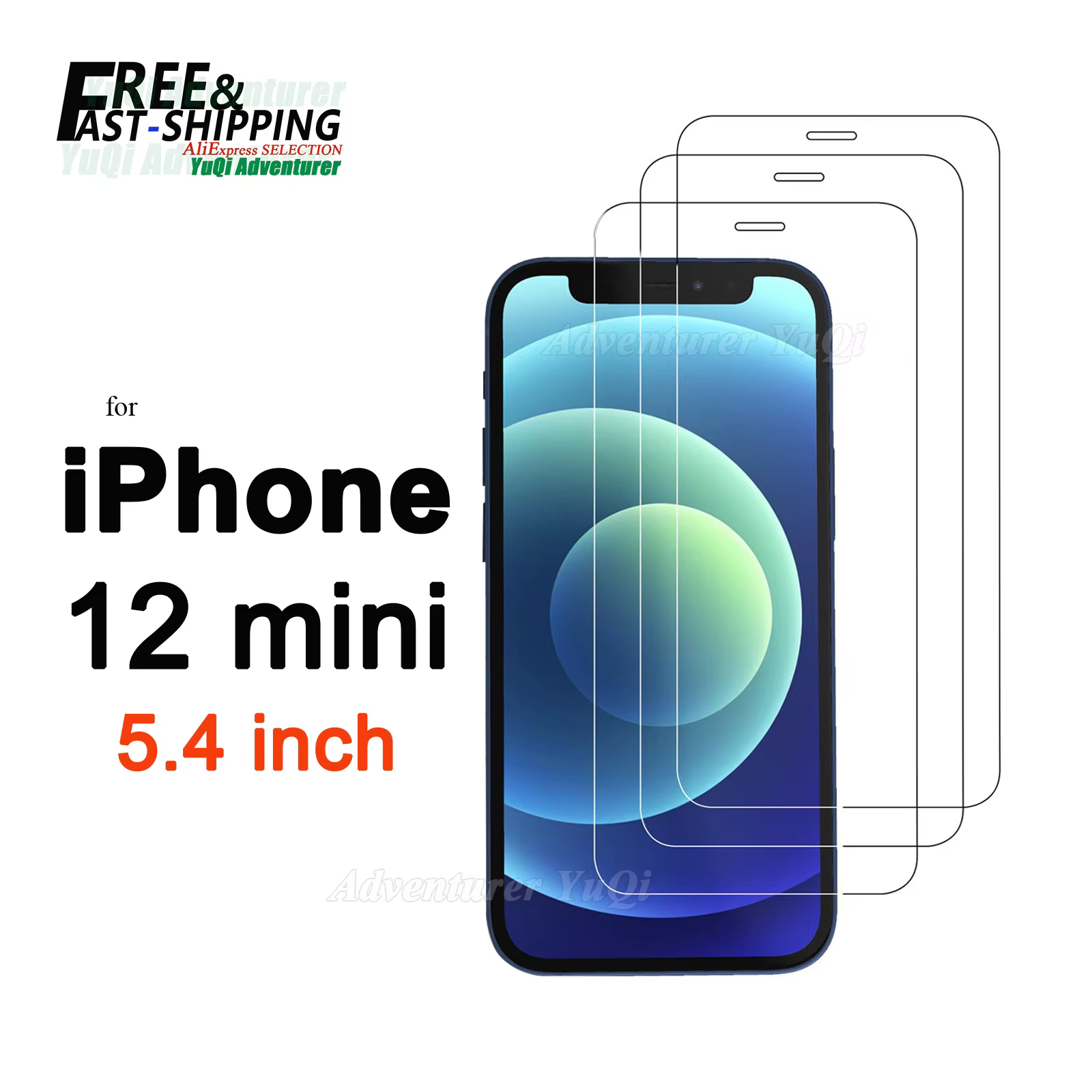Protecteur d'écran pour iPhone 12 Mini, verre trempé HD Crystal 9H, anti-rayures, compatible avec la
