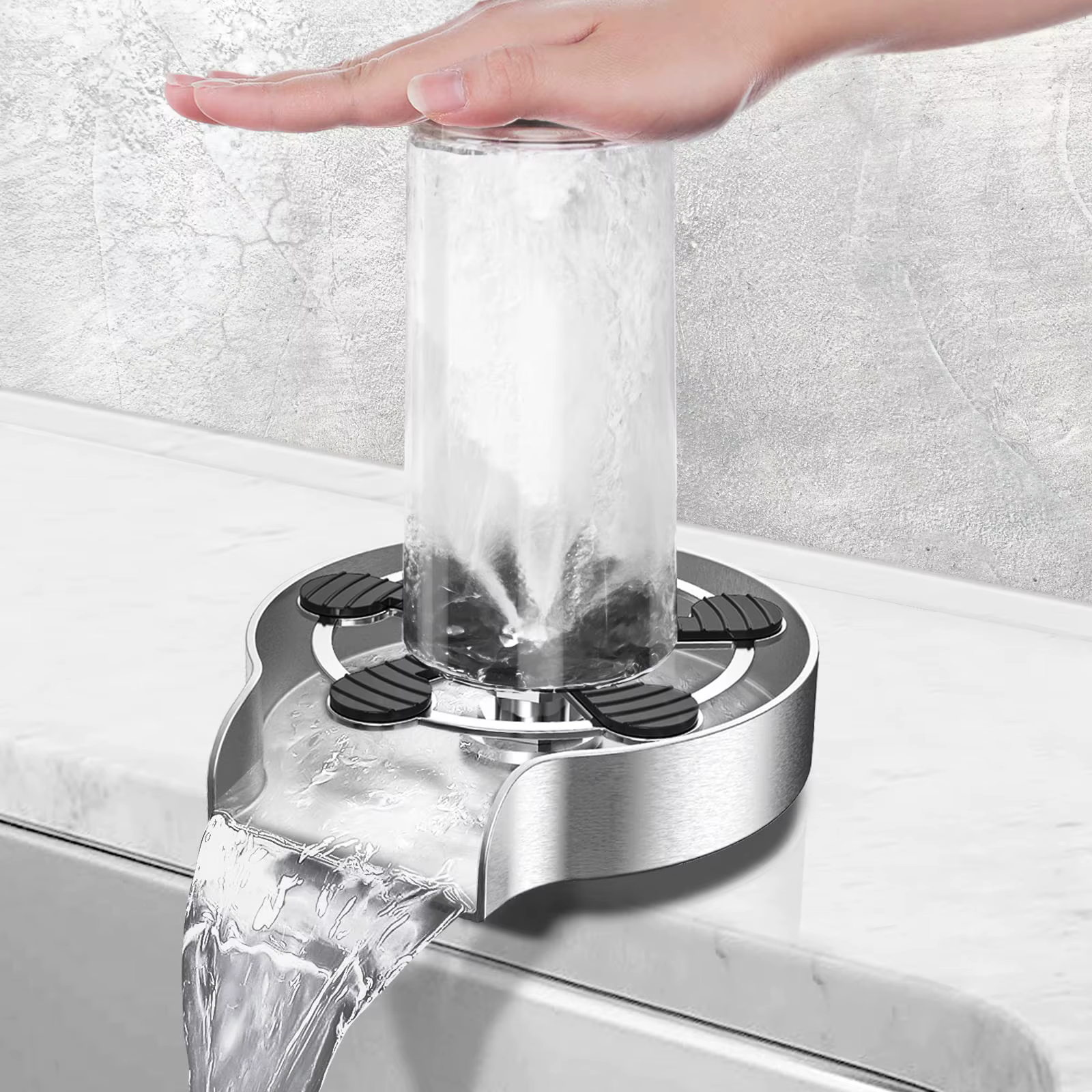 Rinceur de verre d'évier de cuisine, nettoyeur de tasses haute pression en acier inoxydable, lave-ta
