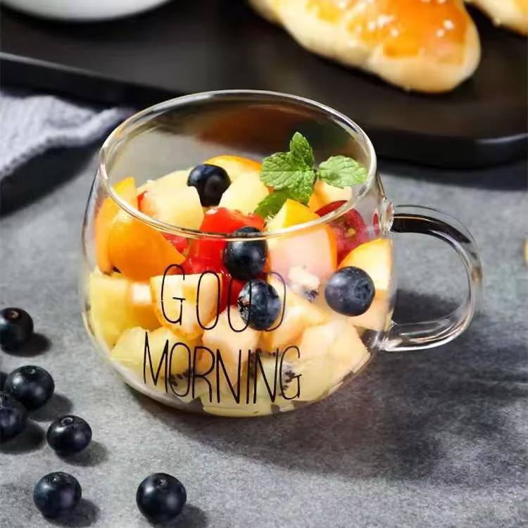 Tasse à café et thé en verre créative, 350ml, lettre imprimée, boissons, Dessert, petit déjeuner, ta