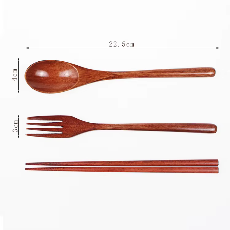 Cuillère fourchette baguettes couverts portables ensemble de couverts en bois voyage ensemble de cou