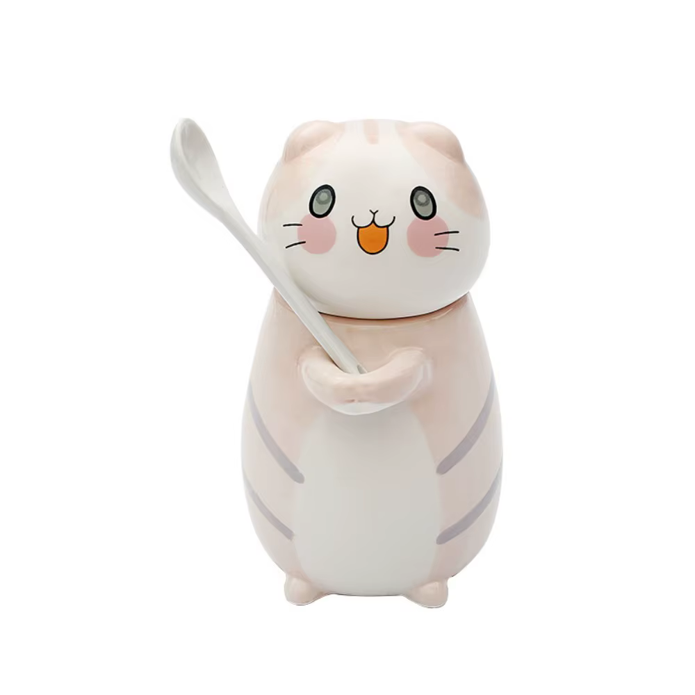 Décoration d'intérieur : Tasse à café chat avec cuillère, tasse à couvercle, tasse de dessin animé p