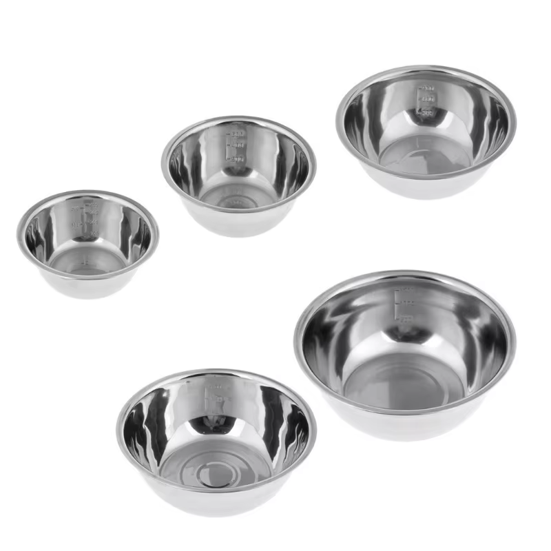 Ensemble de 5 bols en acier inoxydable, coordonnants, pour fouetter, salade, cuisson