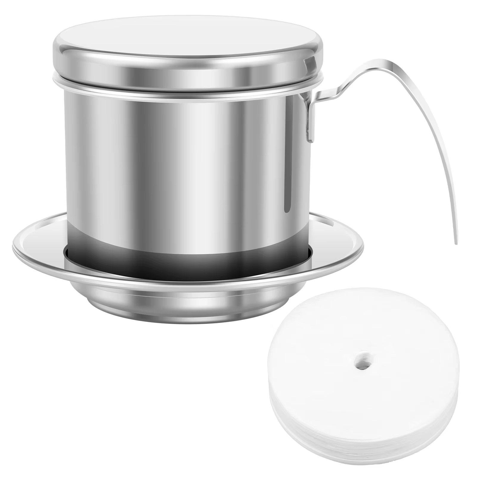 Filtre à café vietnamien en acier inoxydable, cafetière goutte à goutte, presse avec 100 pièces de p