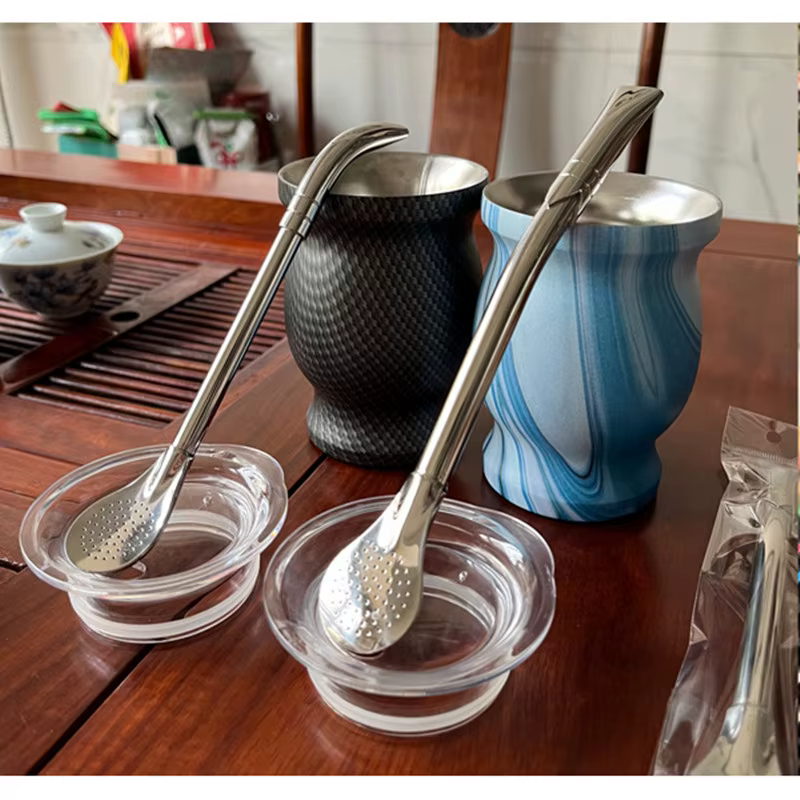 Nouveau Cuillère à paille en acier inoxydable 304, filtre à thé, Yerba Mate Bombilla, cuillères à ca