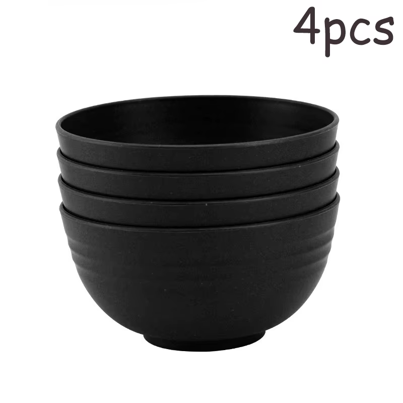 Ensemble de 4/6/8 bols en plastique noir pour fruits, salades, restaurants, anti-chute, pour nouille