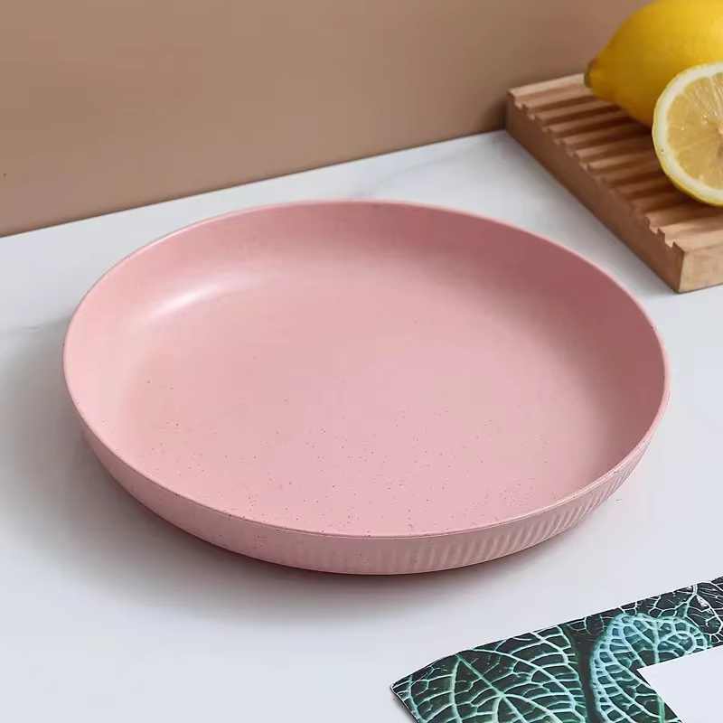 Assiettes nordiques en paille de blé, assiettes à fruits et légumes, assiettes à crachats en plastiq