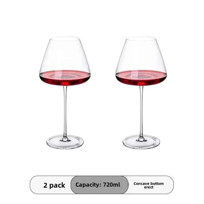 Ensemble de verres à vin en cristal de Bourgogne de 720 ml, design cannelé moderne, compatibles lave