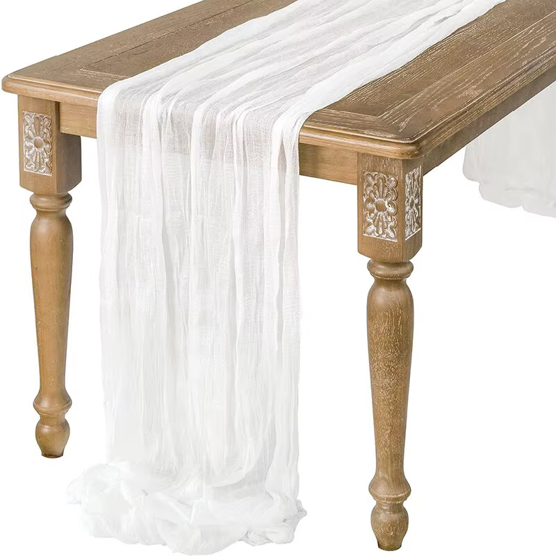 Chemin de Table Beige gaze gaze gaze rustique pure Boho décoration de mariage nappe bébé douche noël