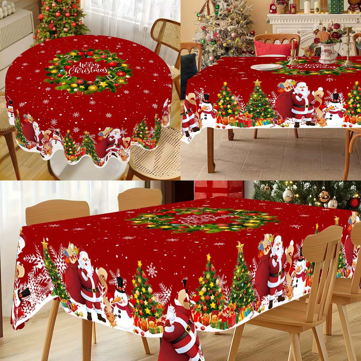 Nappe de Noël Décoration de fête de Noël 2026 Décoration de table de Noël Housse de table Père Noël 