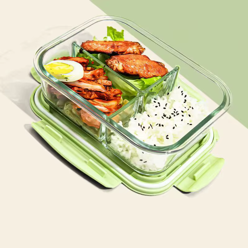 Boîte à déjeuner en verre de 1050ml, nouveau style, boîte à Bento pour micro-ondes, boîte de stockag