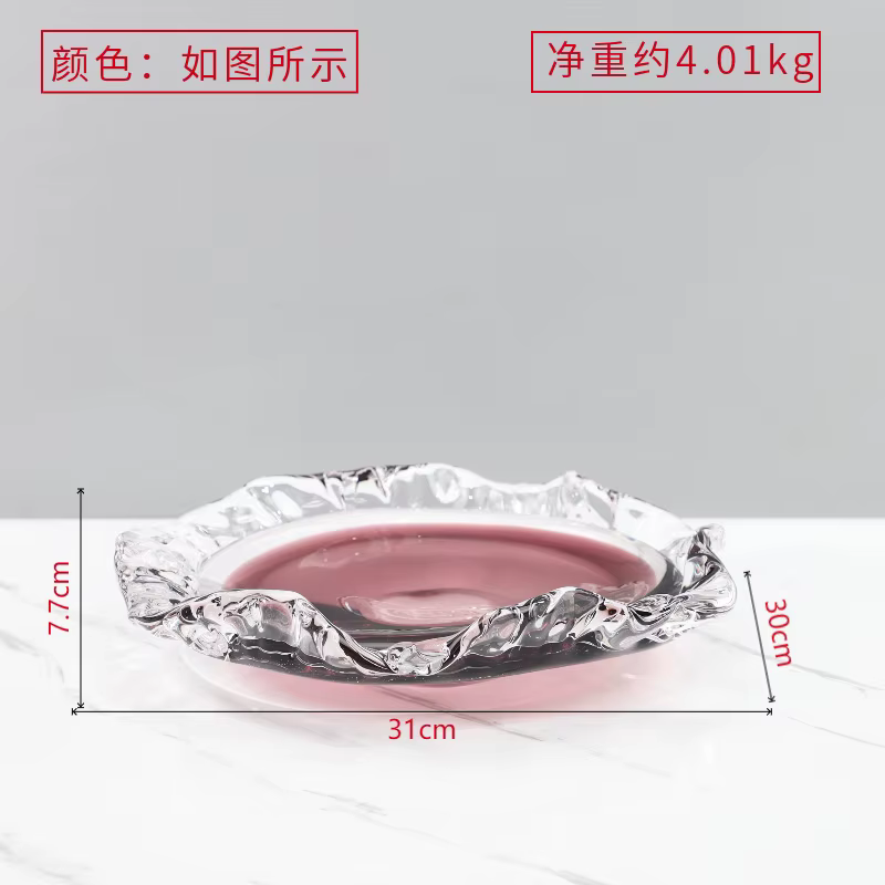 Plateau à fruits en verre plissé en forme de goutte d'eau, conteneur de rangement de bureau, plateau