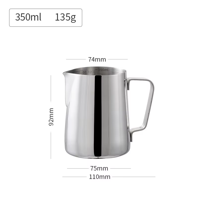 Pichet à mousse de café et de lait en acier inoxydable 304, avec échelle, Latte, vapeur, processus d