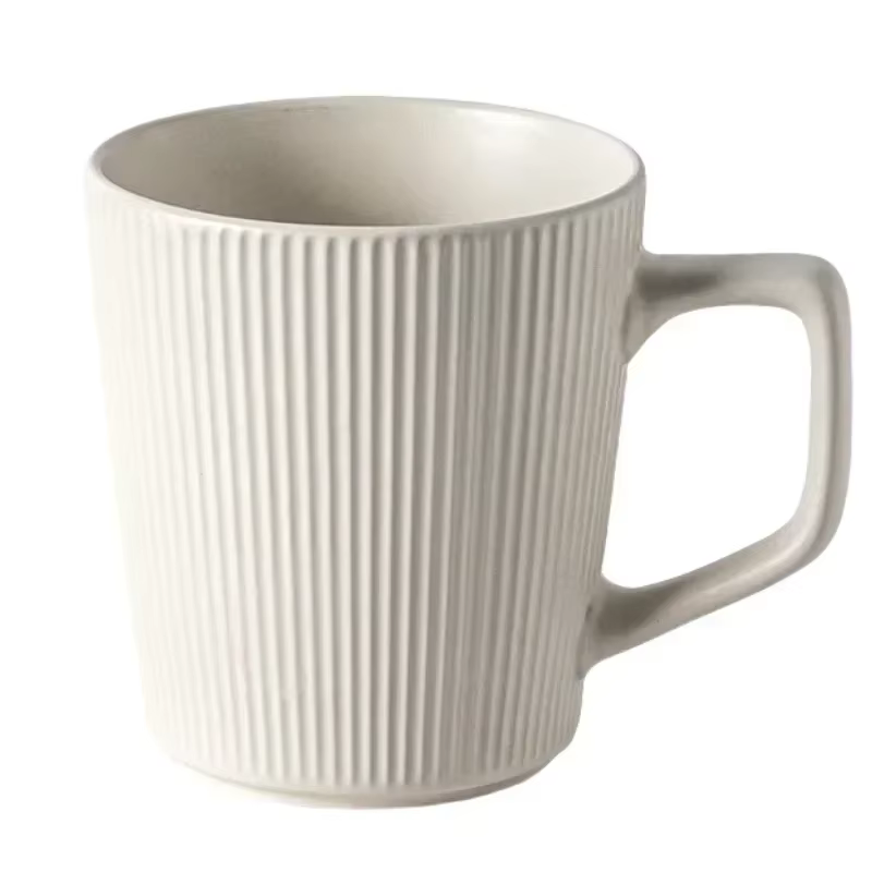 Tasse à café rayée de style vintage avec poignée, tasse à lait en céramique, tasse à eau simple, gra