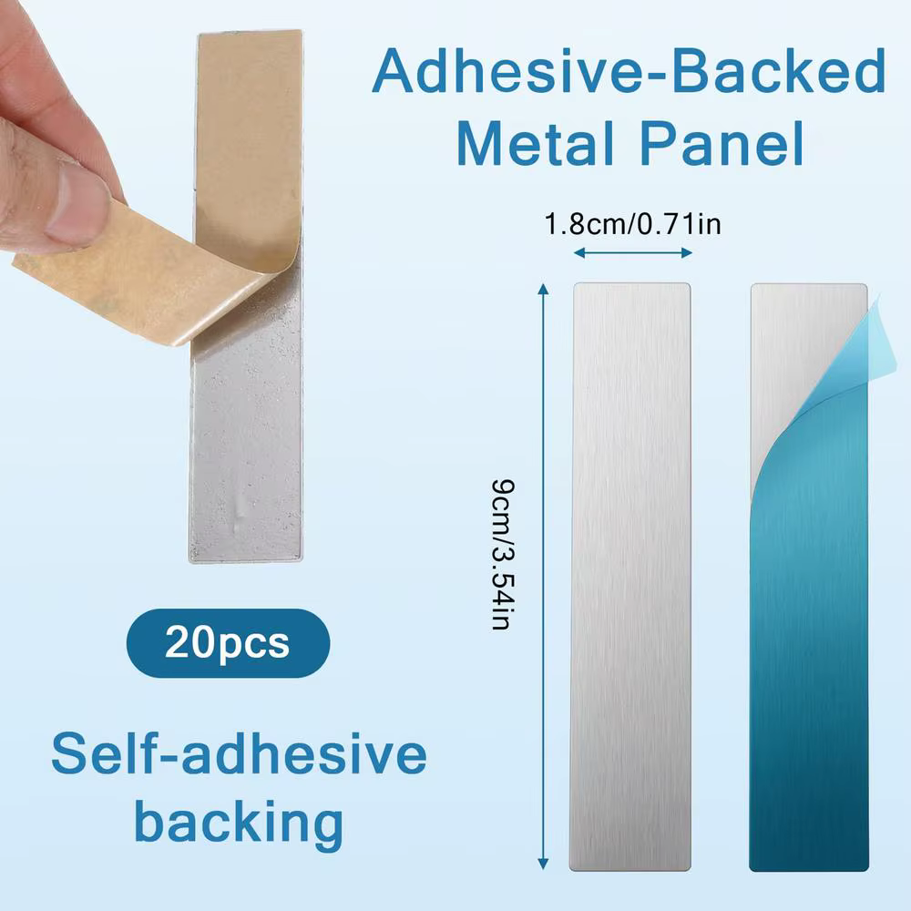 20 Pièces de Plaques Métalliques Adhésives Ultra-Résistantes pour Fixation Magnétique sur Grille d'A