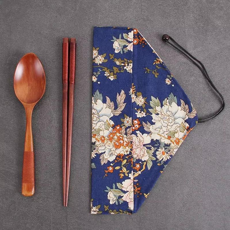 Ensembles de couverts en bois avec cuillère fourchette, respectueux de l'environnement, portables de