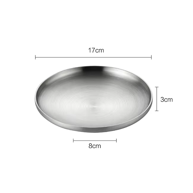 Assiette ronde en acier inoxydable 304, assiette à dîner isolée à Double paroi, assiettes pour colla