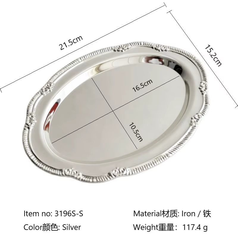 Plateau de service vintage en argent gaufré pour desserts, rangement de bijoux, assiette à collation