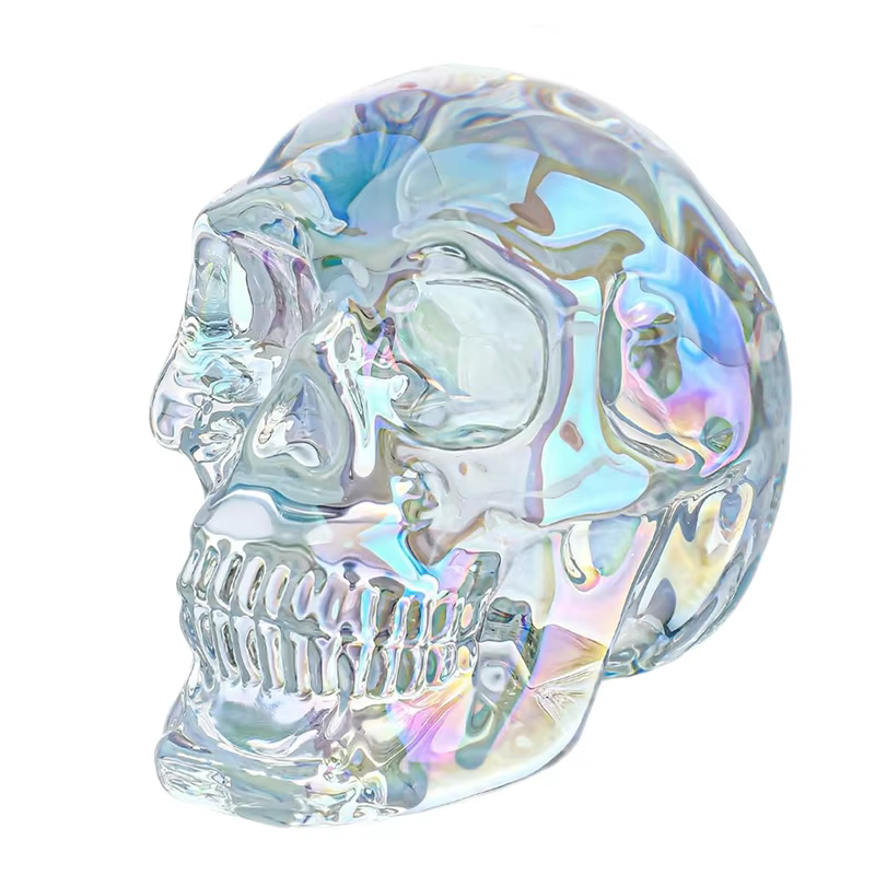 Statue de tête de crâne en verre coloré 3 pouces, décoration en cristal faite à la main pour Hallowe