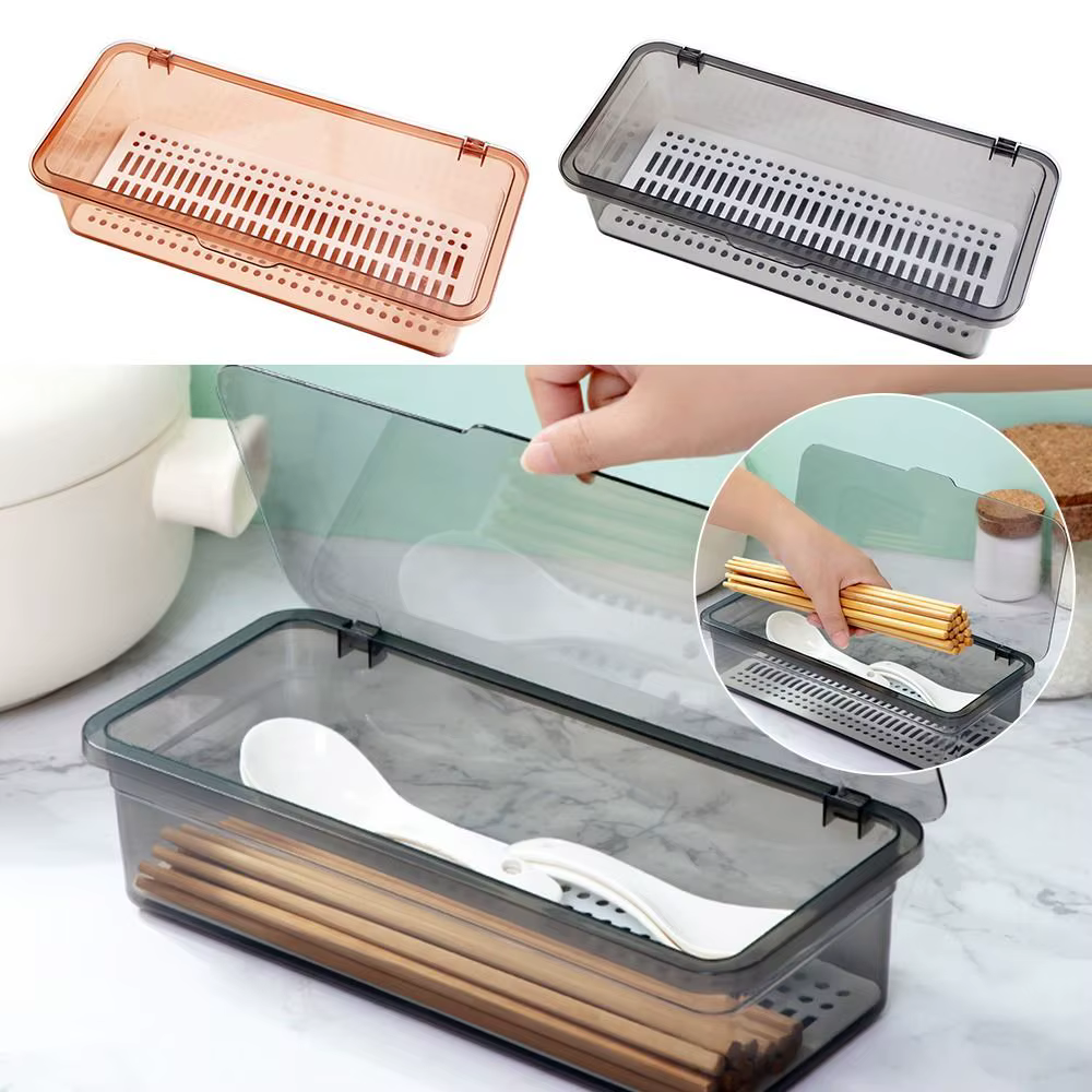 Porte-baguettes arc-en-ciel avec couvercle, porte-couverts, boîte de rangement pour ustensiles
