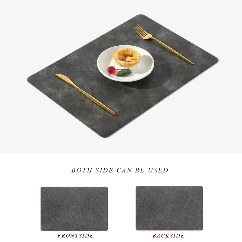 Napperons en cuir PU à motif de peau de vache délavée, tapis de Table de cuisine Double face résista