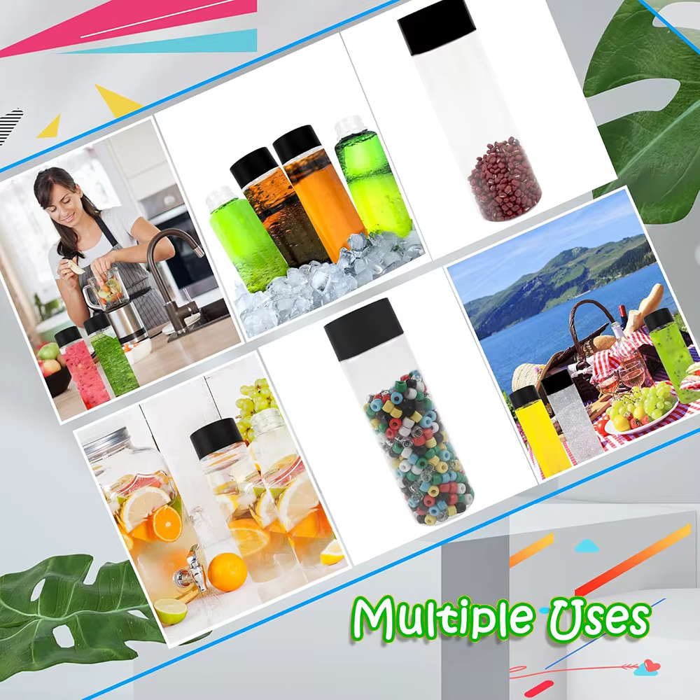 ✨ ‌ Bouteilles de jus/eau réutilisables en plastique vides en vrac, 6/12/24 pièces, comme bouteilles
