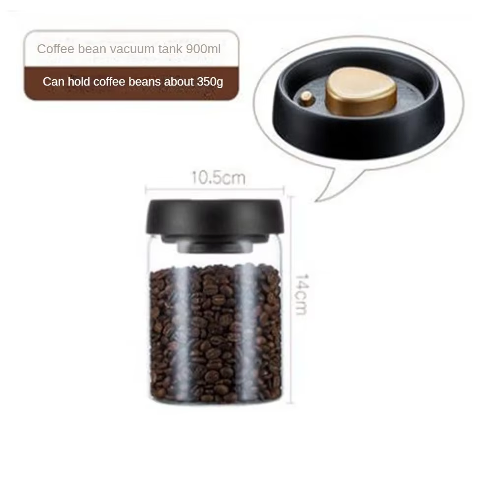 1 boîte de rangement pour grains de café avec couvercle hermétique et système de pression sous vide 