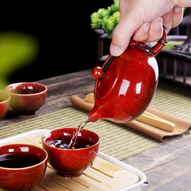 Avec sac de voyage 4 tasses service à thé Kung Fu chinois ensemble de voyage théière Portable en cér