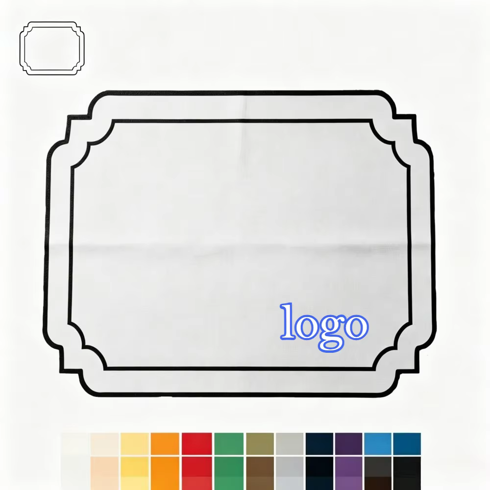 Set de table personnalisé avec broderie, bord incurvé, logo personnalisé, couleur personnalisée, mon