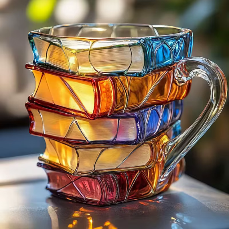 Livre peint artistique - Tasse en forme | Décor unique de tasse à café
