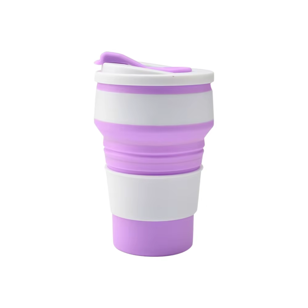 Tasse pliante de sport en silicone sans BPA, tasse à café pliable, qualité alimentaire, boîte à docu