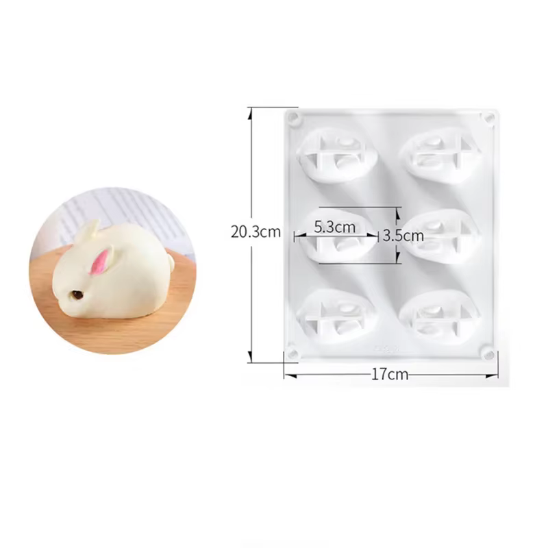 Moules à gâteaux lapin 3D en Silicone, moules de décoration de cuisson pour la cuisson de Mousse à D